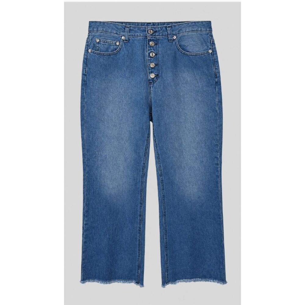 Michael Kors Women’s Size 12 Cropped Wide Leg Jeans Button Fly Raw Hem